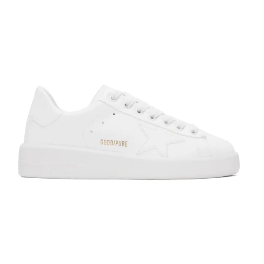 Asymmetric Lacing Designs Slip Resistant Compound Golden Goose Purestar Bio-Based White Star and Heel Tab Women's Sneakers