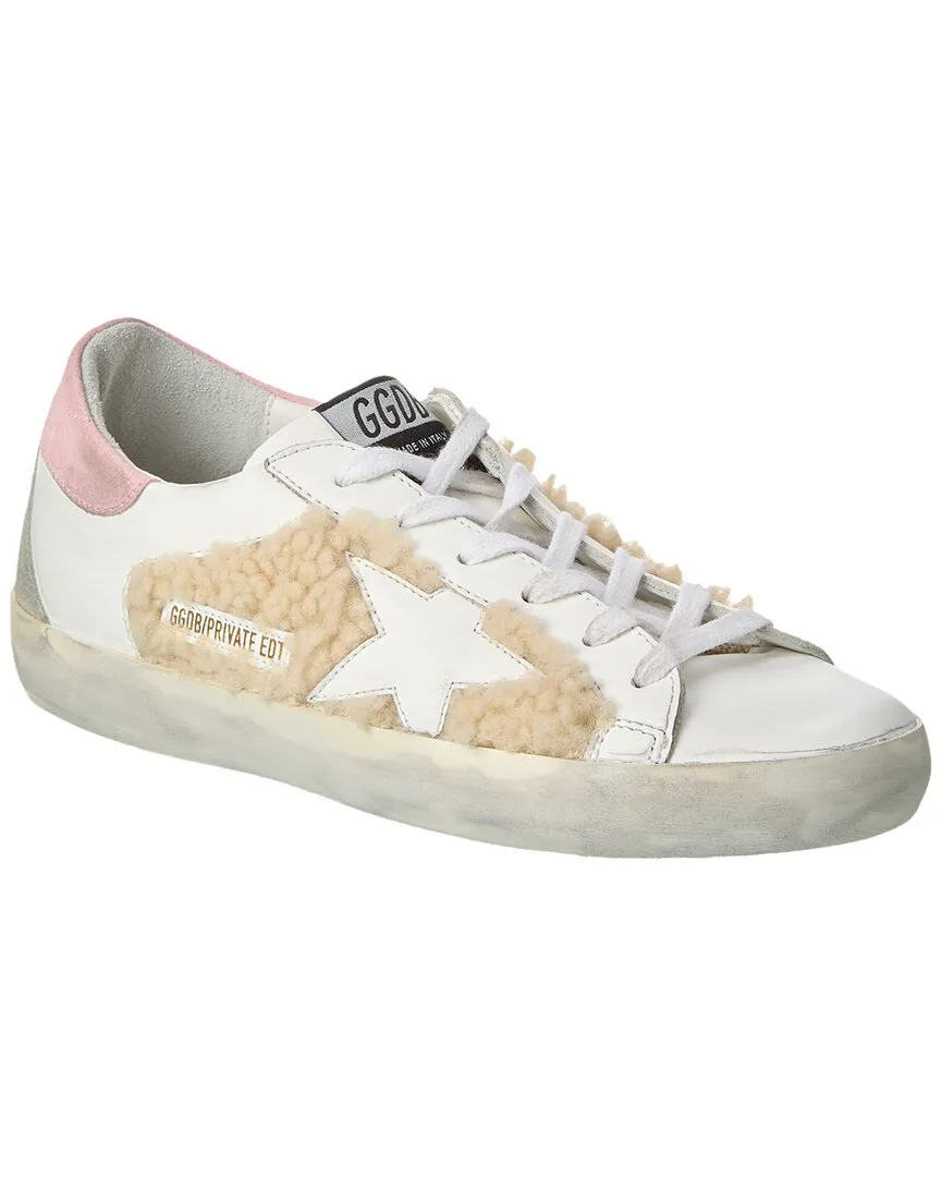 Walk Smooth Noise   Reducing Golden Goose Superstar Shearling & Leather Sneaker