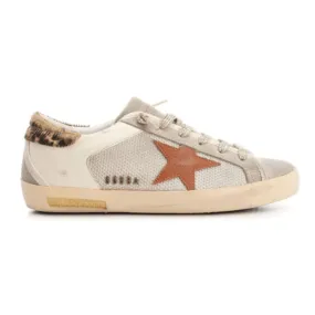 Lightweight TPU Frame Golden Goose Superstar Tan Leather Star and Leopard Horsy Heel Tab Women's Sneakers