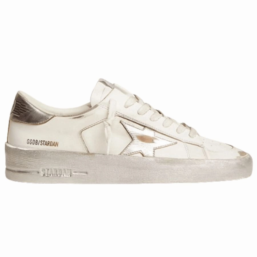 Golden Goose Stardan Silver Metallic Star and Heel Tab Women's Sneakers Midfoot Lock