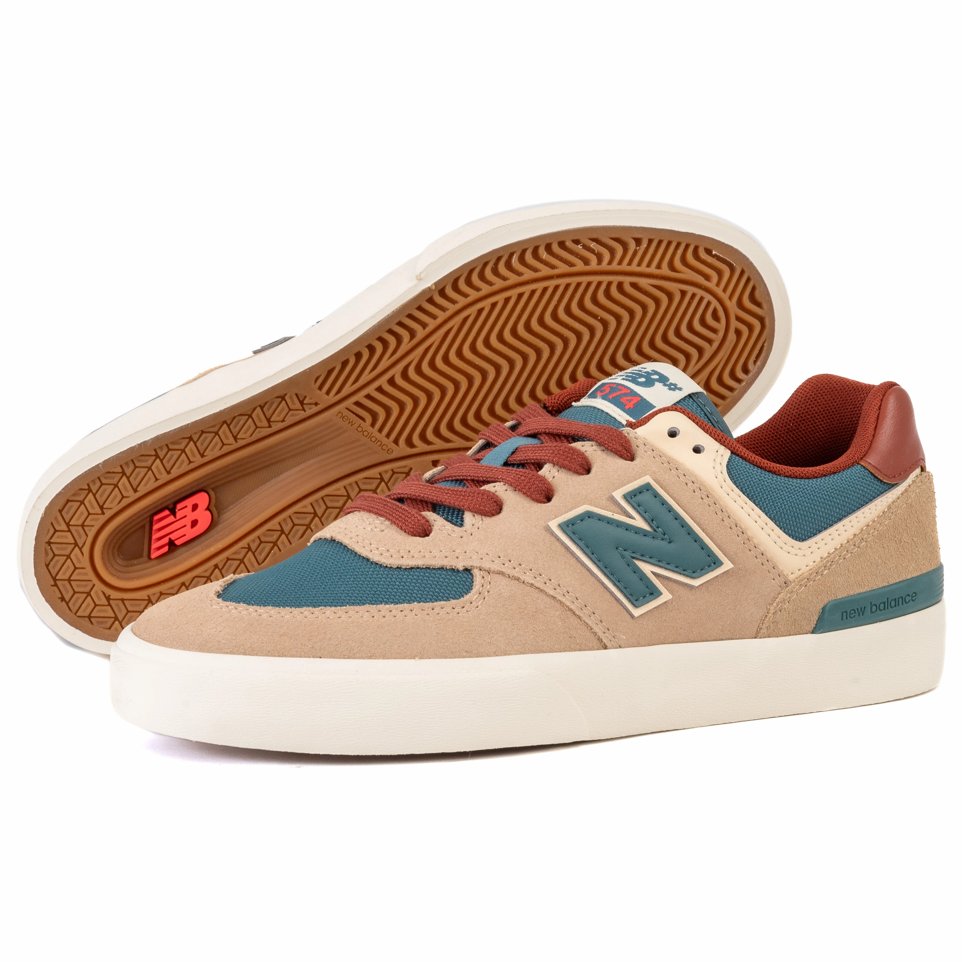 Anti Slip Feature Adjustable Fit New Balance - 574 VTF (Brown/Green)