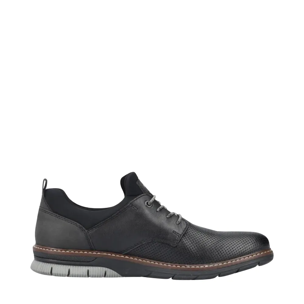 Fashion-Ready Breathable Rieker Men's Dustin 50 Perfed Shoe in Black