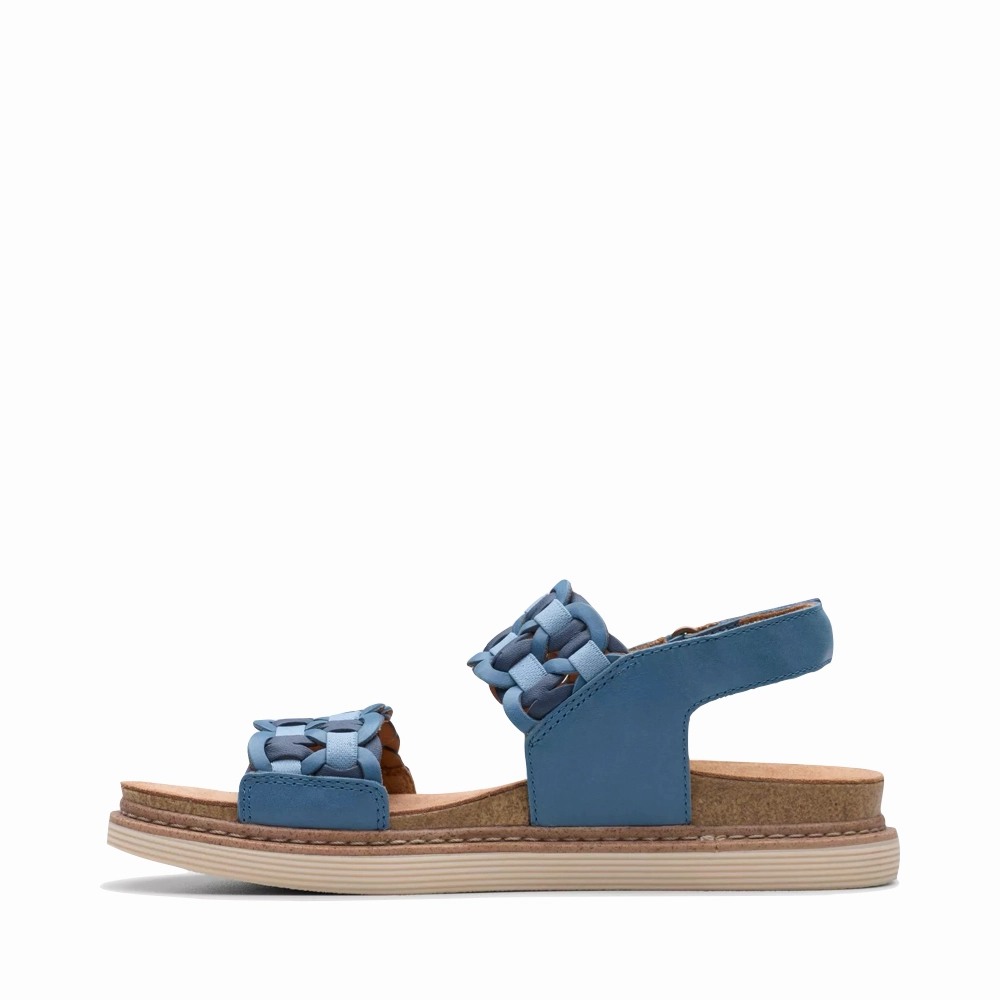 Steady Grip Clarks Women's Arwell Glide Sandal in Blue Combination