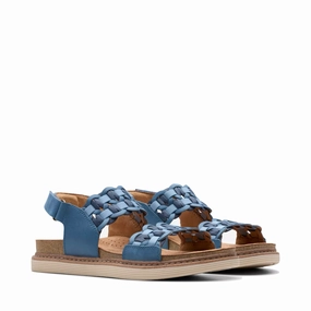 Durable Sole Clarks Women's Arwell Glide Sandal in Blue Combination