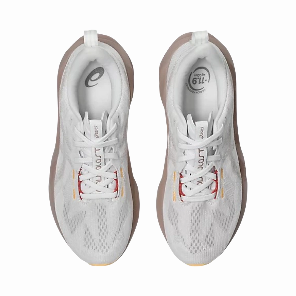 Asics Women's Novablast 5 Sneaker in White/Fawn Festival Ready