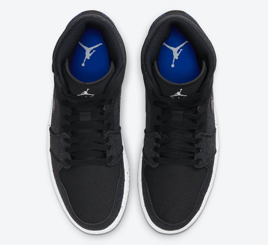 classic shoe aesthetic ergonomic - feature shoes Nike Men's Air Jordan 1 Mid Crater Shoes - Black / Racer Blue / White / Multi-Color