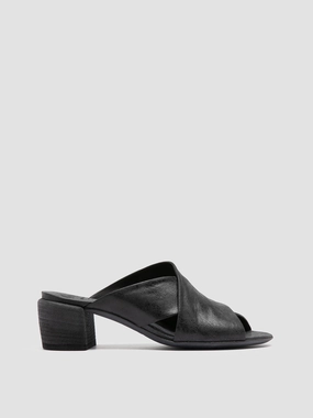 Summer Ready Shoes HADRY 007 - Black Leather Slide Sandals
