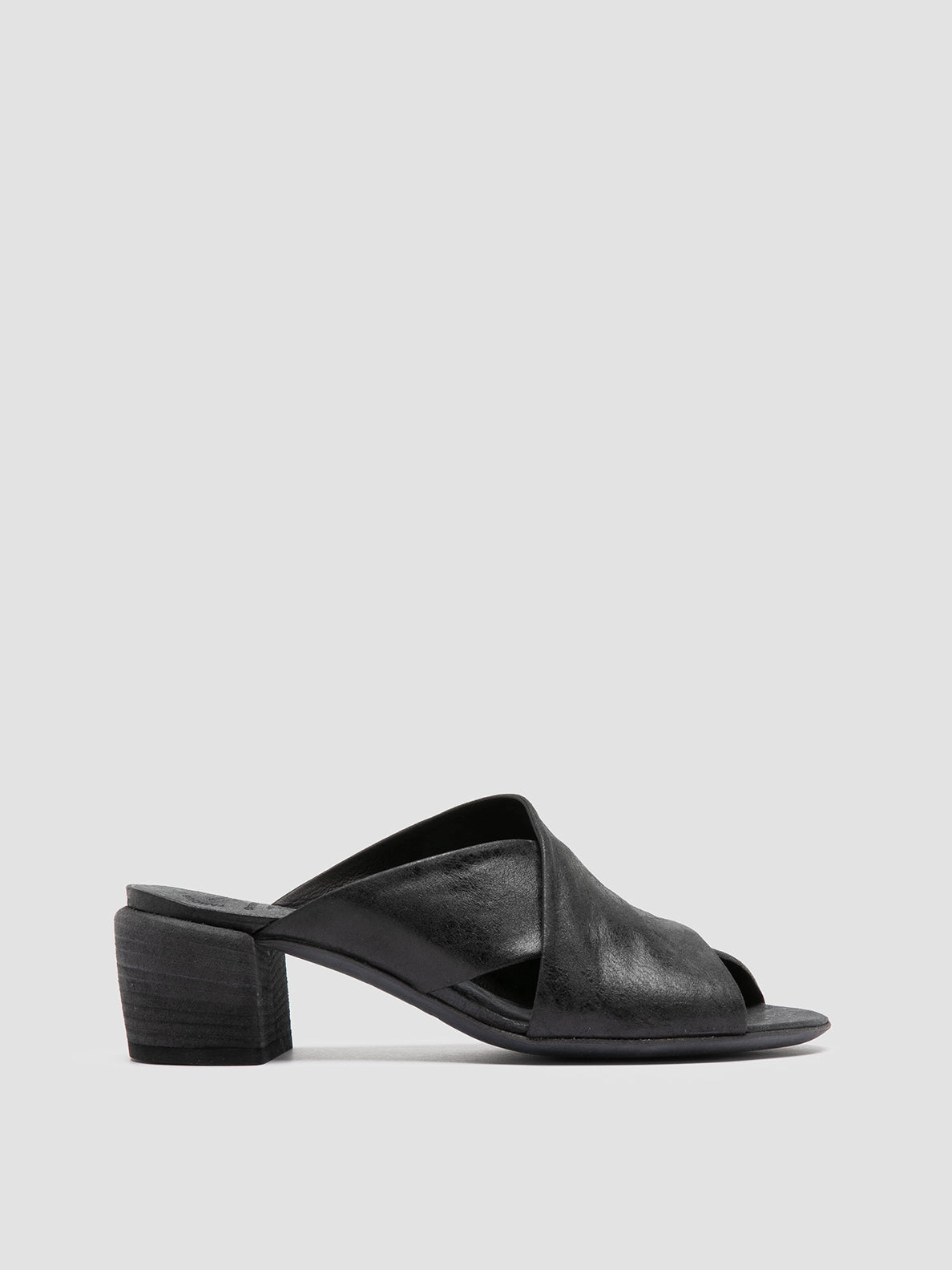 Summer Ready Shoes HADRY 007 - Black Leather Slide Sandals
