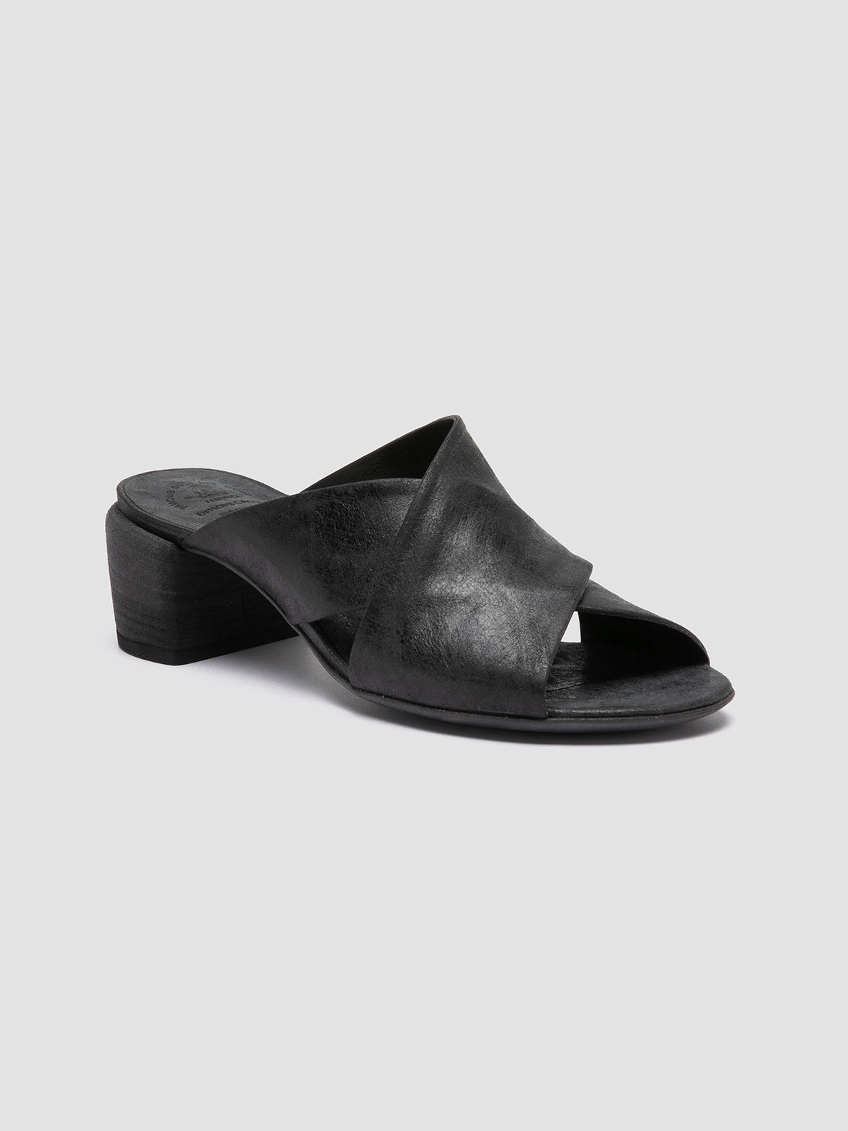 Simple Entry Comfy lining HADRY 007 - Black Leather Slide Sandals