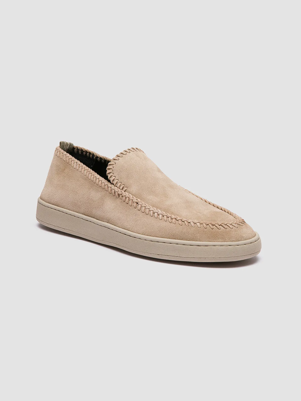 HERBIE 011 - Beige Suede Penny Loafers Adjustable Feature Light Stride