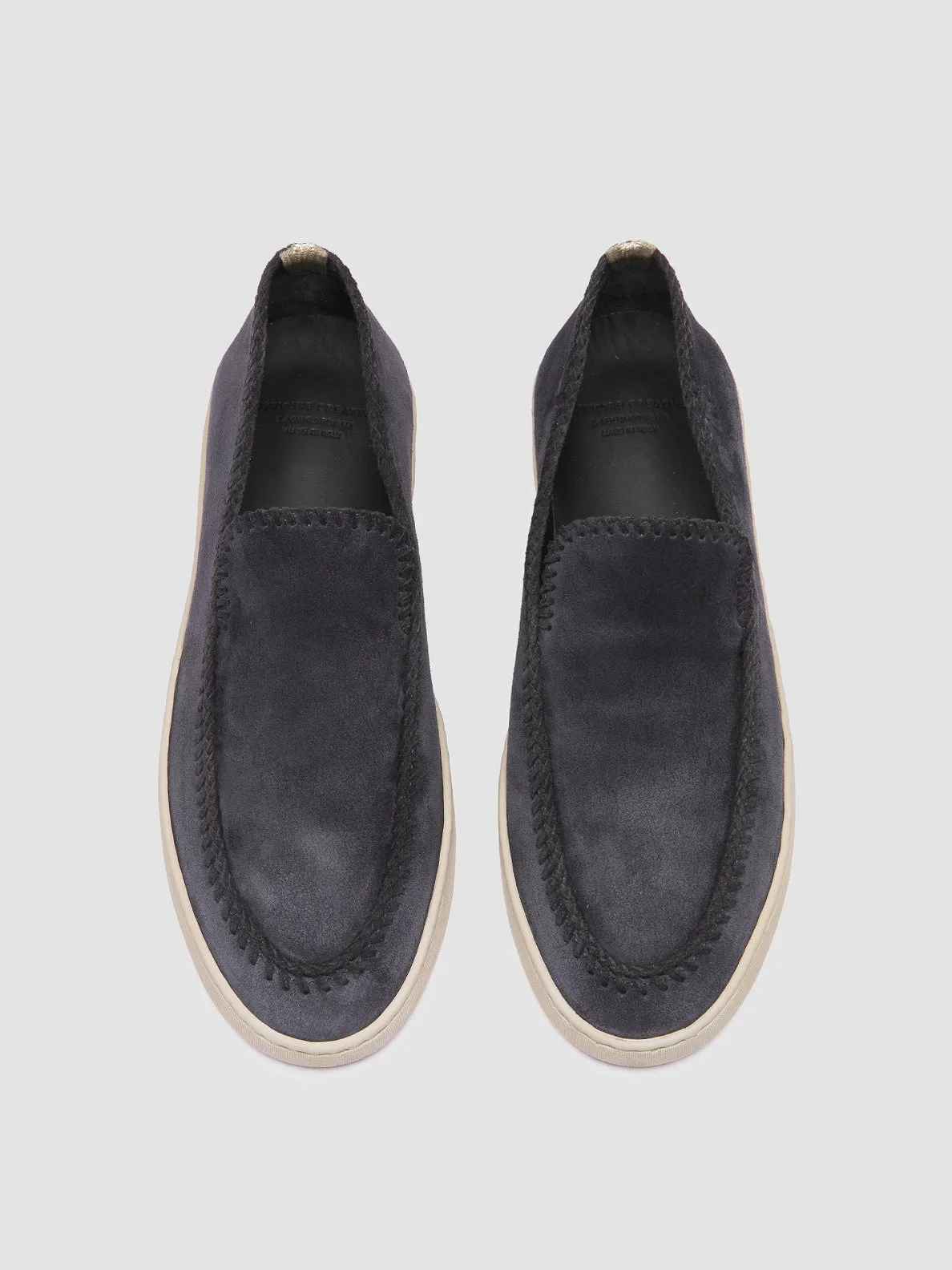 Street Style Pull Tab HERBIE 011 - Navy Suede Penny Loafers