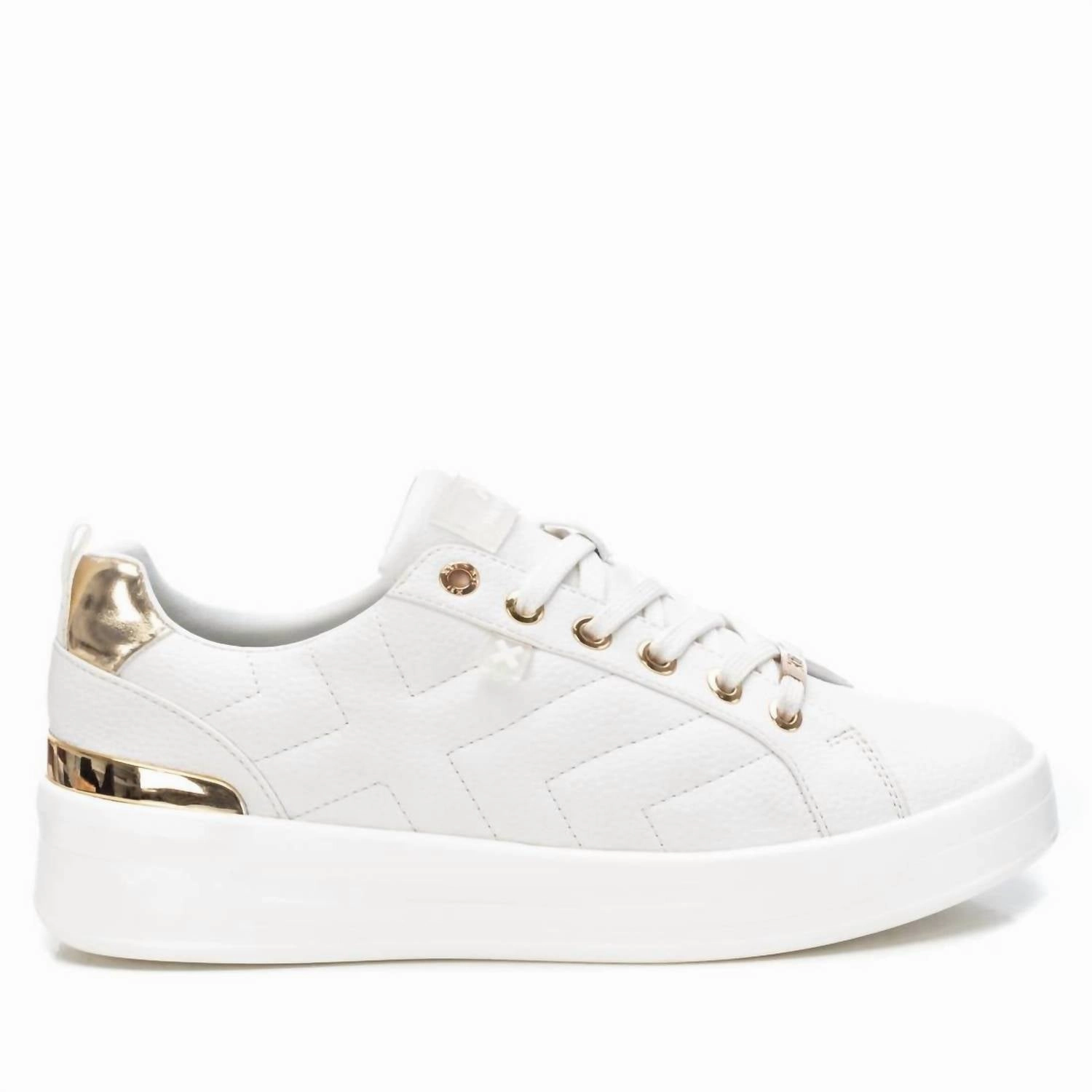 Women's Faux Leather Sneakers In White LaceUpDesign custom-fit