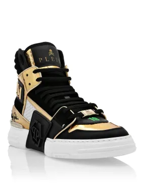 HI-TOP SNEAKERS PHANTOM KICK$ PYTHON GOLD HEXAGON Foot Wellness Soft Sole