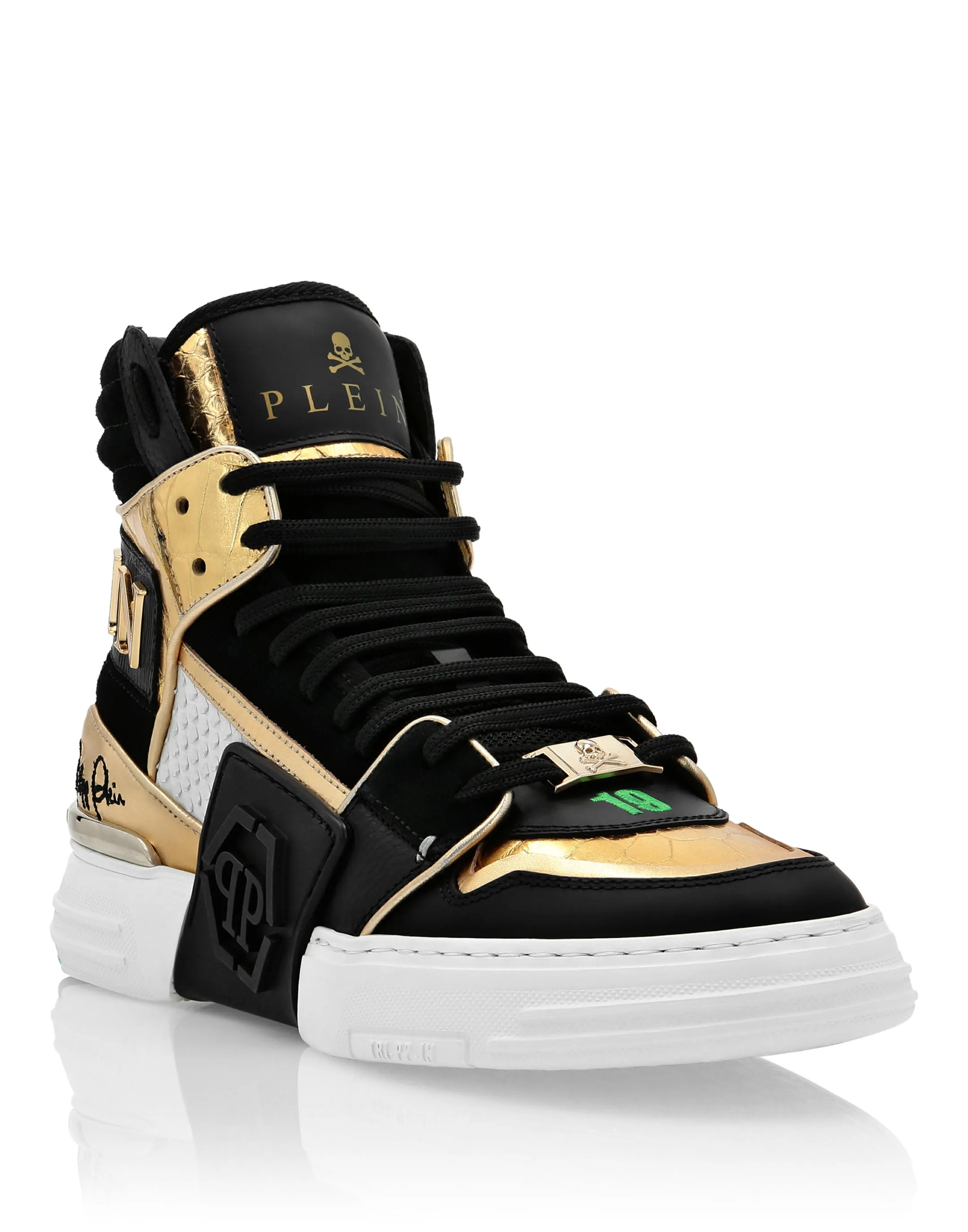 HI-TOP SNEAKERS PHANTOM KICK$ PYTHON GOLD HEXAGON Foot Wellness Soft Sole
