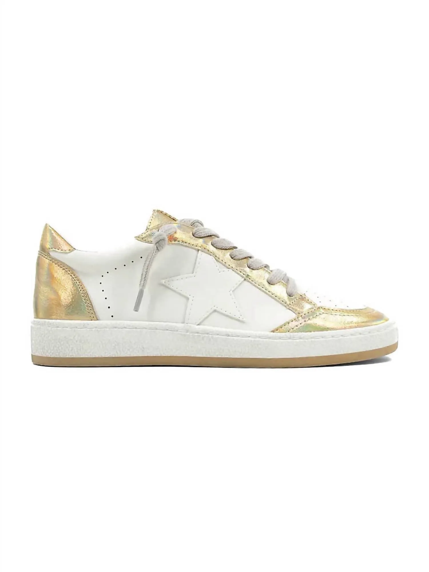 Urban Luxury Flat Lace Women's Paz Iridescent Sneaker In Iridescent Gold