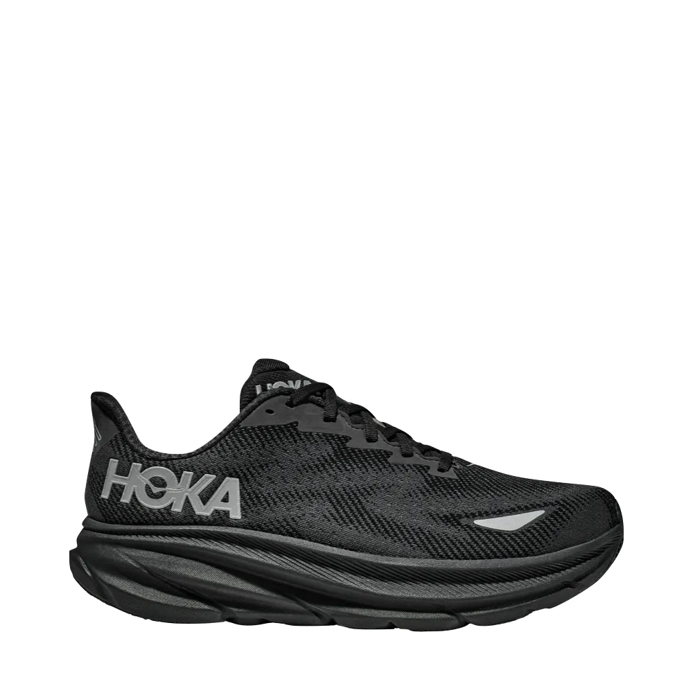 Hoka Men's Clifton 9 GTX Sneaker in Black/Black Energy Returning Sole
