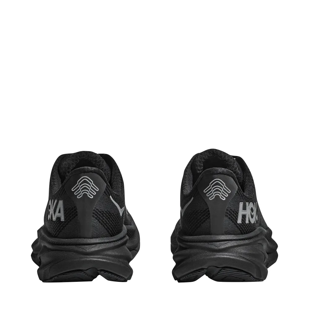 Hoka Men's Clifton 9 GTX Sneaker in Black/Black Shock absorption Flexible   strap