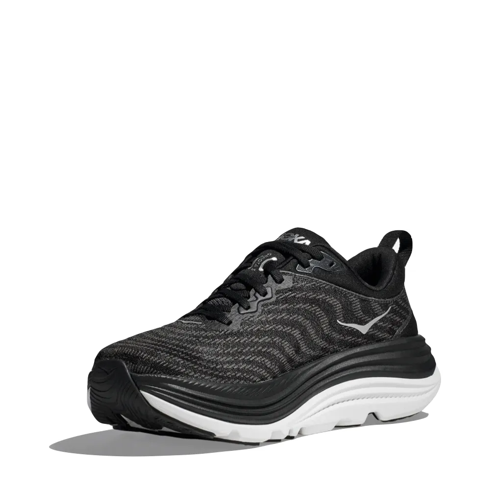 Hoka Men's Gaviota 5 Running Sneaker in Black/White Comfortable Soles Modern Feel