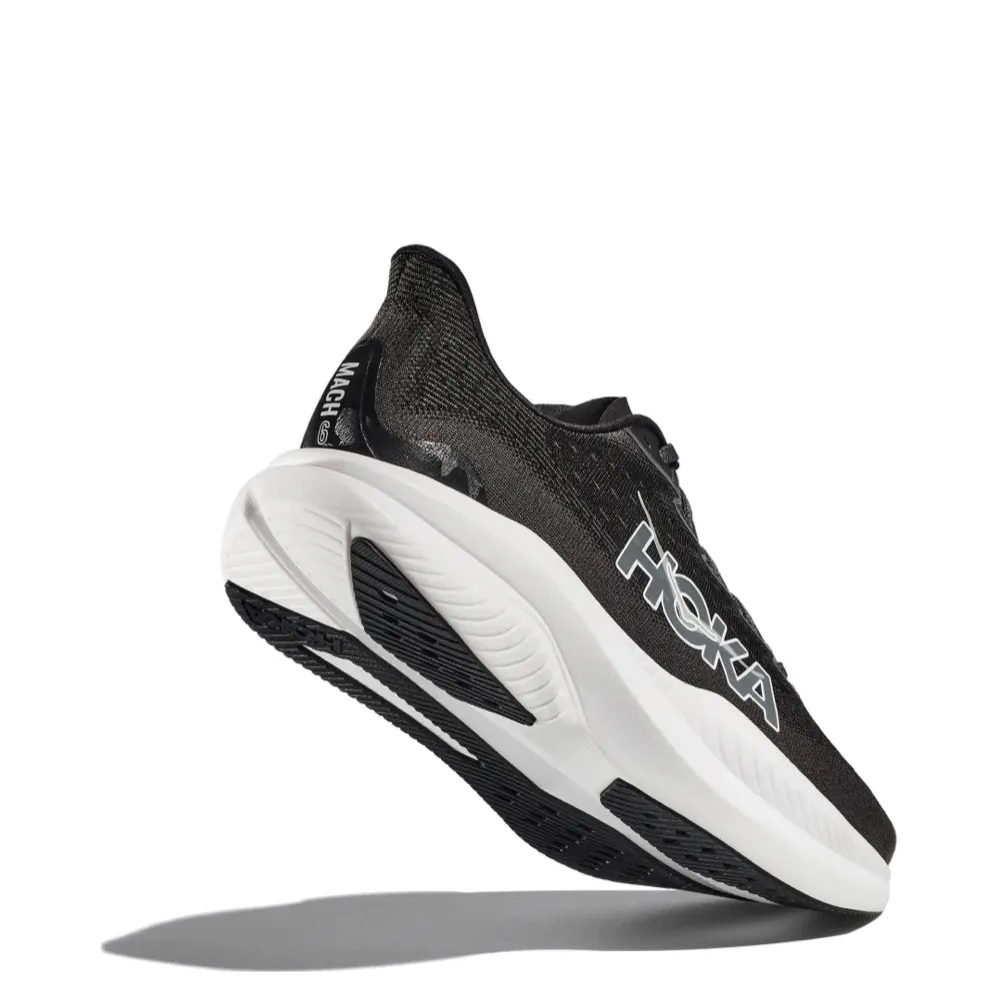 Hoka Men's Mach 6 Sneaker in Black/White No Effort Cold Jog