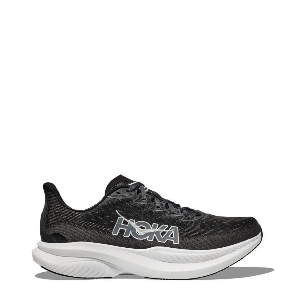 Hoka Men's Mach 6 Sneaker in Black/White Gym Street