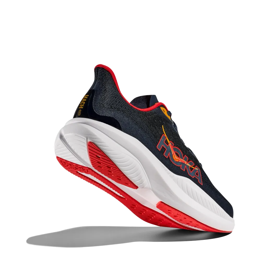 Hoka Men's Mach 6 Sneaker in Varsity Navy/Nautical Dusk Adaptive Lacing Mechanism Train Hike