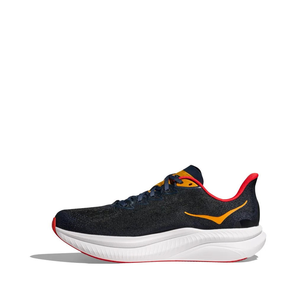 Classic Comfort Hoka Men's Mach 6 Sneaker in Varsity Navy/Nautical Dusk