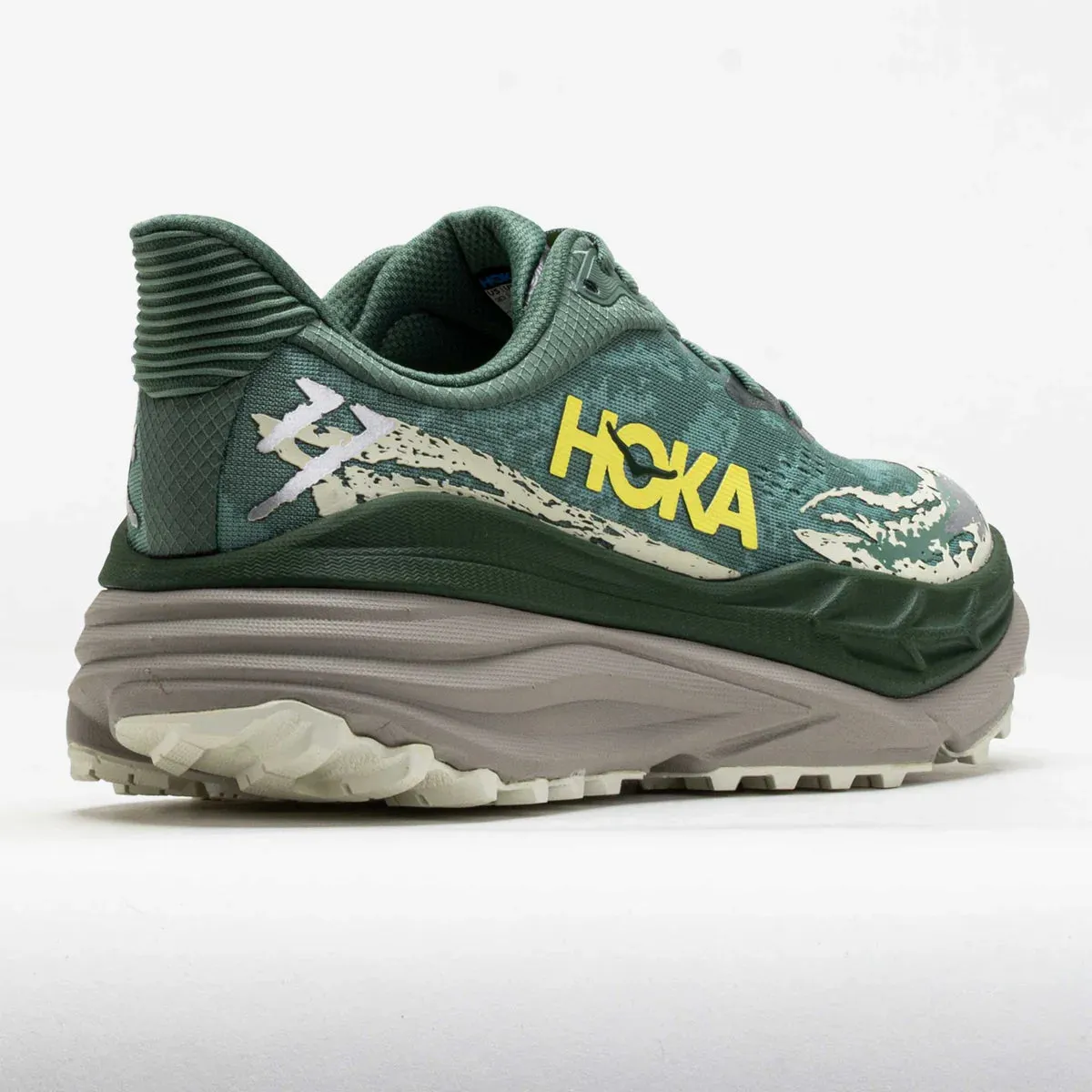 Wedge Heel Hoka Men's Stinson 7 Sneaker in Fern/Cement Grey