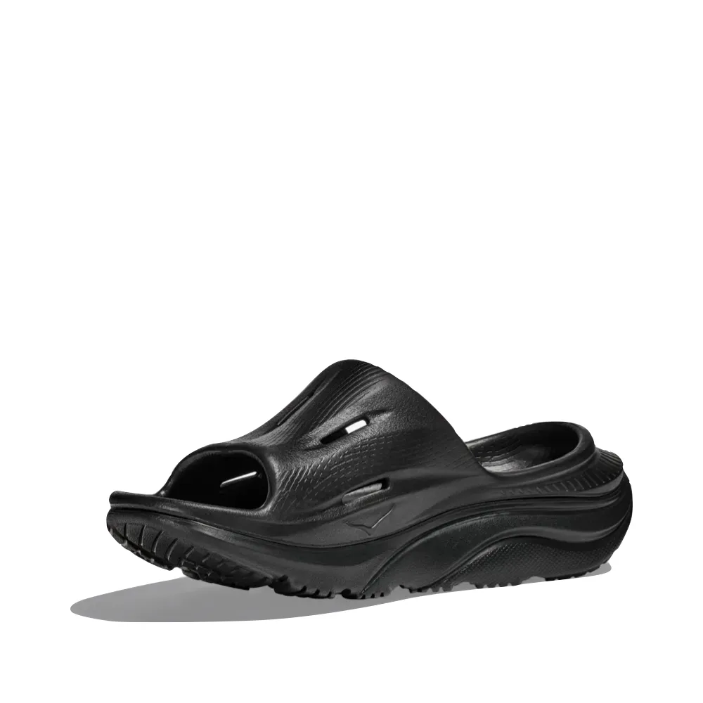 Hoka Ora Recovery Slide 3 Sandal in Black Smart Tread Recycled Synthetic Upper