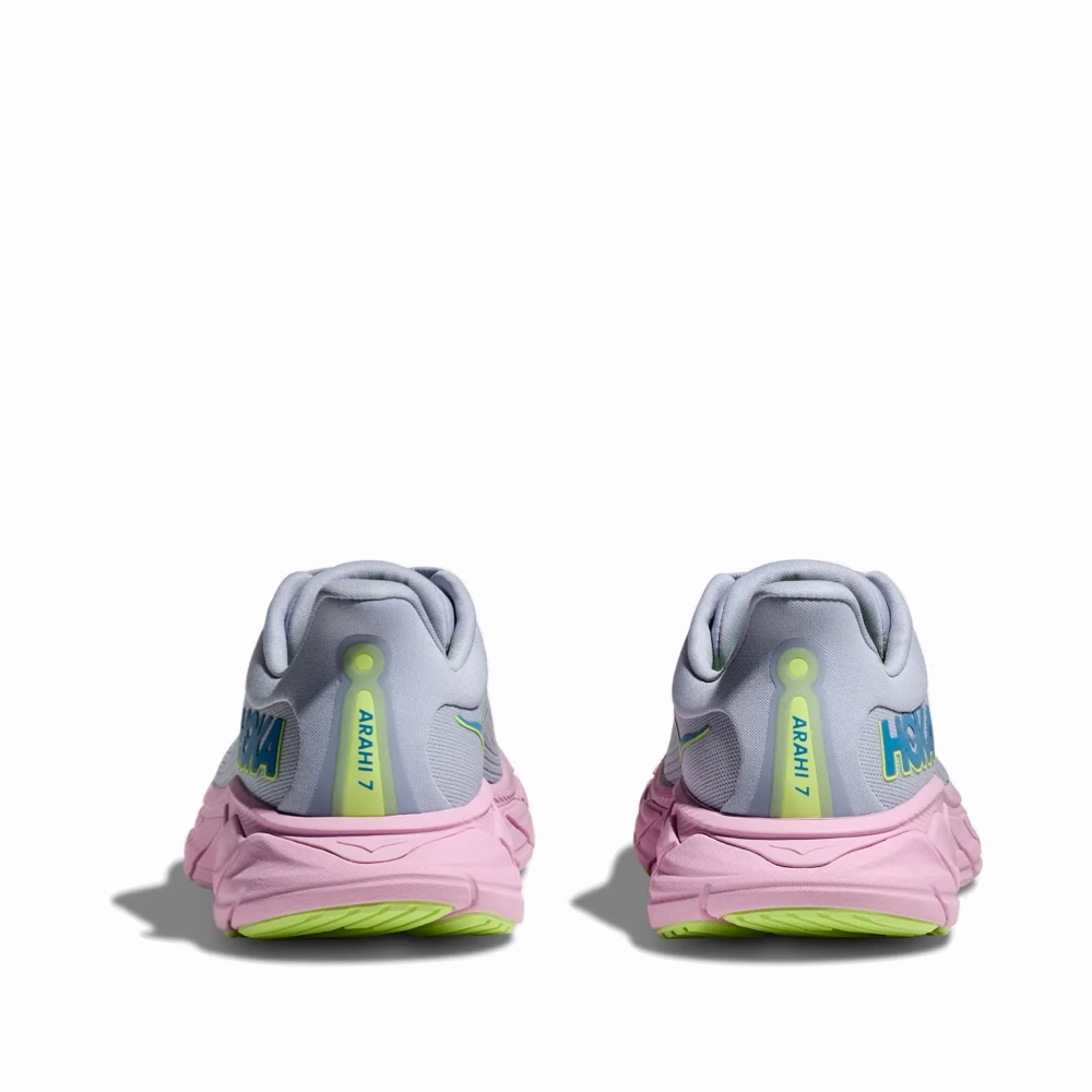 Hoka Women's Arahi 7 Sneaker in Gull/Pink Twilight Smooth Finish TPU sole