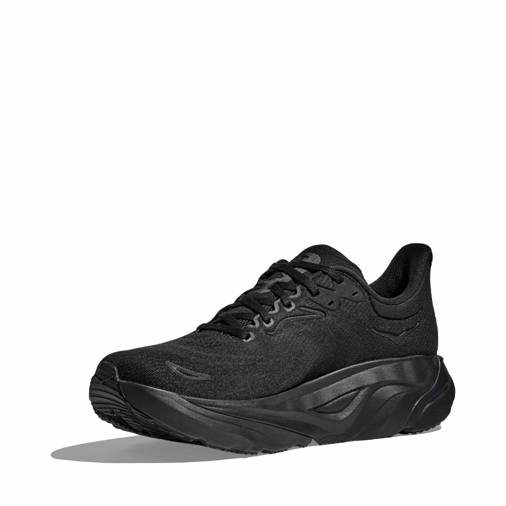 Light Sole Padded collar Hoka Women's Arahi 8 Sneaker in Black/Black