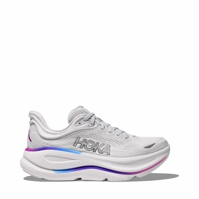 Low Step Hoka Women's Bondi 9 Sneaker in Cosmic Grey/White