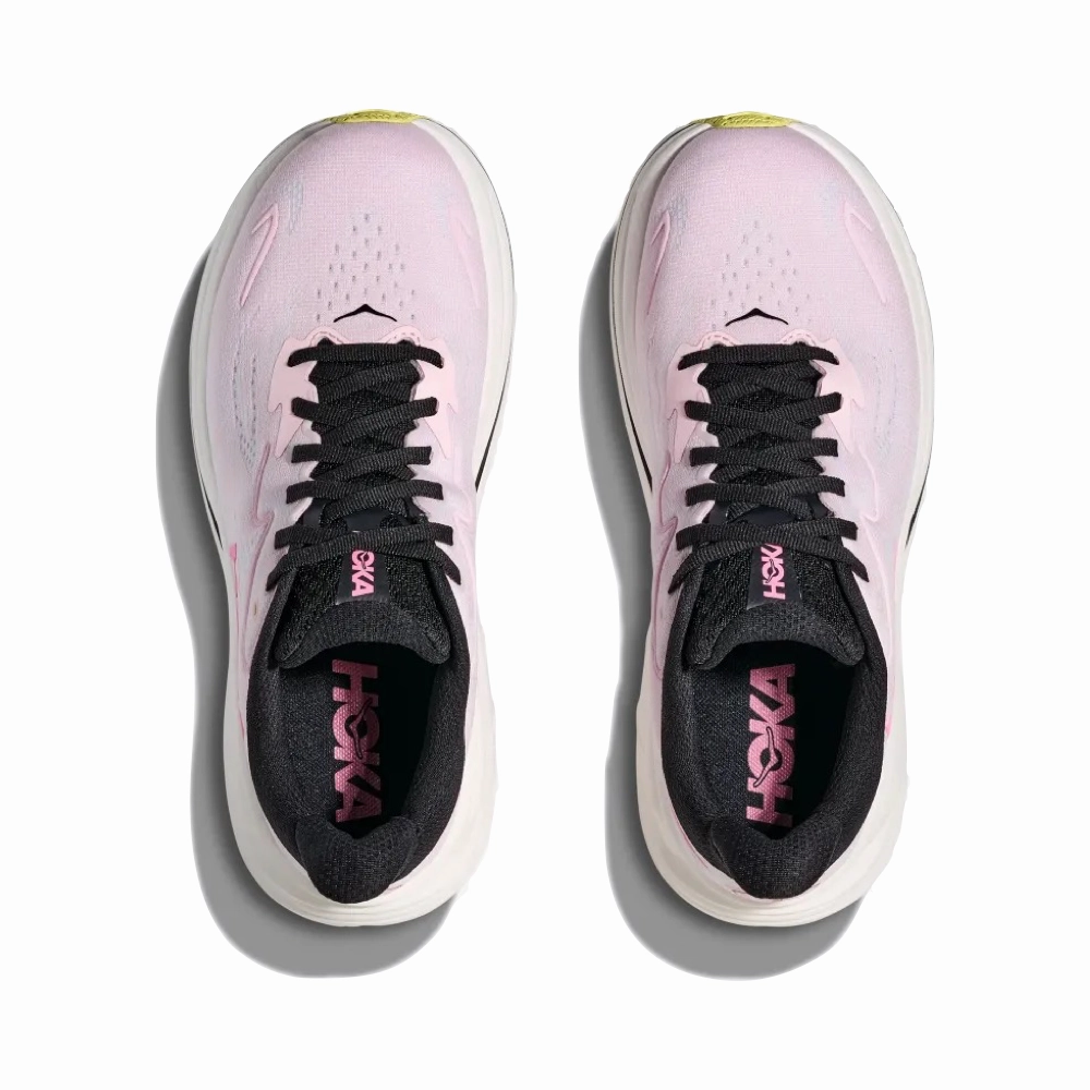 Concert Fit Fast Hike Hoka Women's Clifton 10 Sneaker in Carnation/Starlight Glow