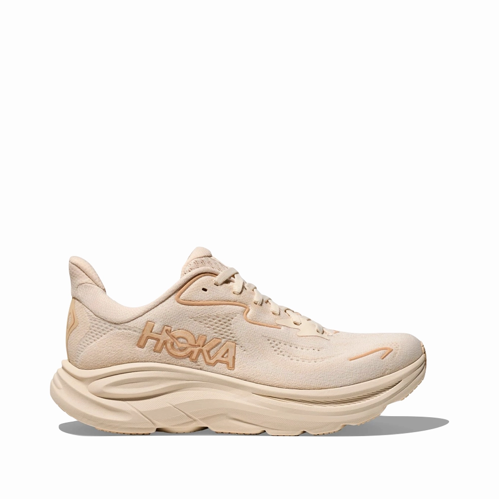 Hoka Women's Clifton 10 Sneaker in Vanilla/Birch Workwear Friendly