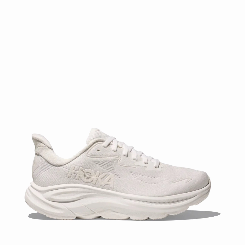 Hoka Women's Clifton 10 Sneaker in White/White Taxi Ride