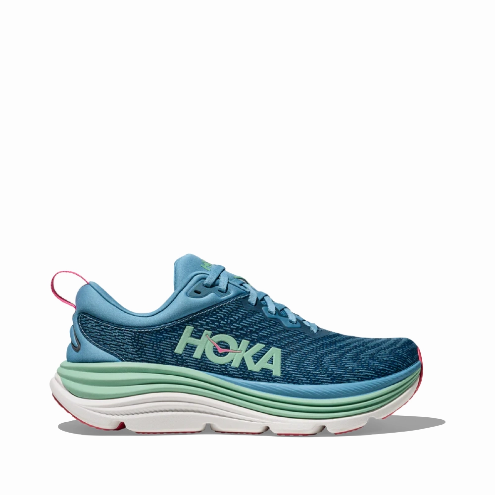 Hoka Women's Gaviota 5 Running Sneaker in Alpine Blue/Jadeite Touch Of Style On The Run