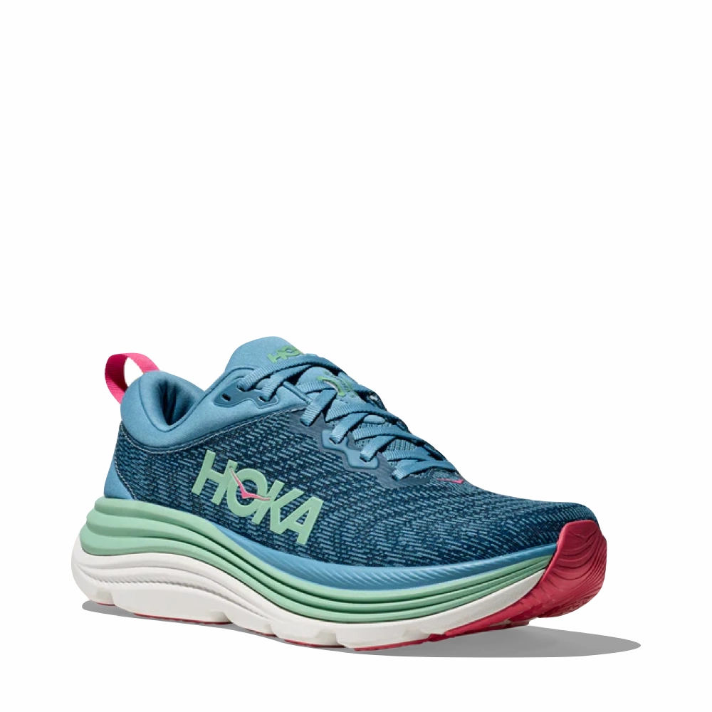 Hoka Women's Gaviota 5 Running Sneaker in Alpine Blue/Jadeite Outdoor Ready