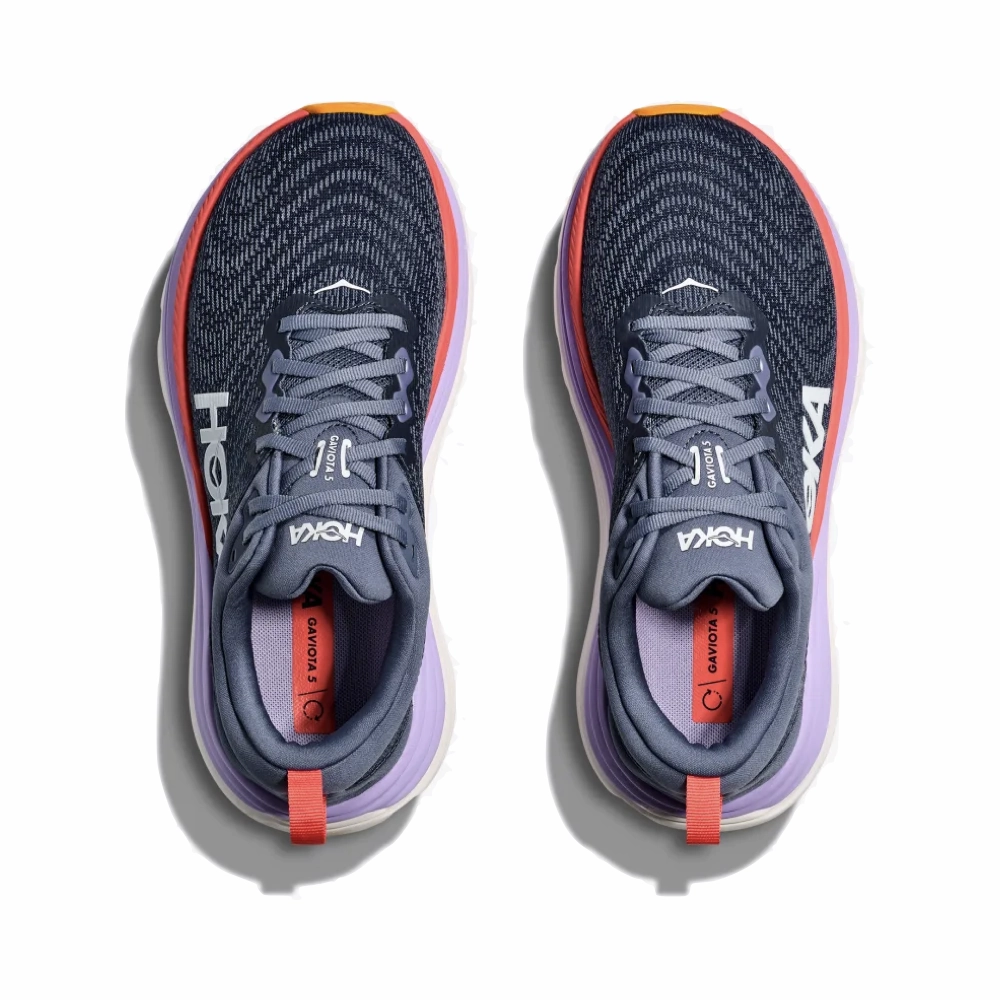 Hoka Women's Gaviota 5 Running Sneaker in Anchor/Grapefruit Test Hike