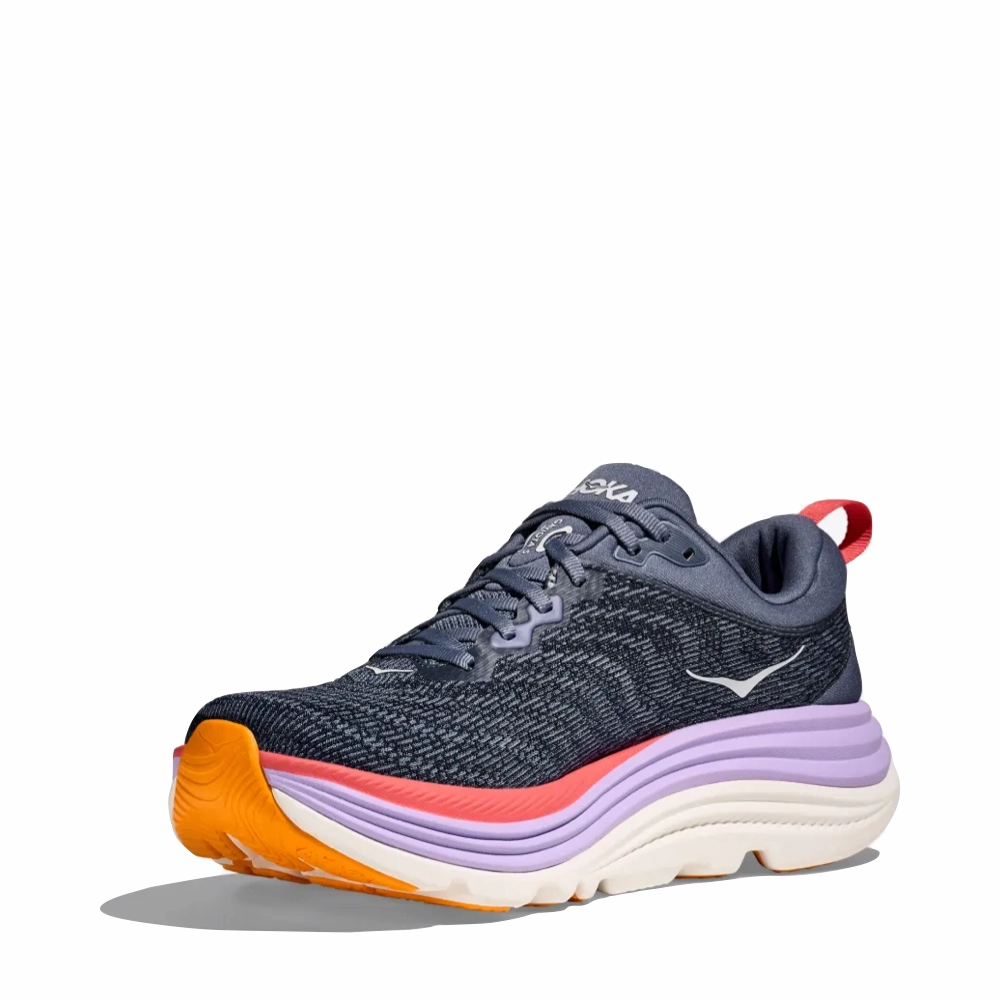 Hoka Women's Gaviota 5 Running Sneaker in Anchor/Grapefruit Plain Hike