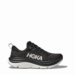 Padded Hoka Women's Gaviota 5 Running Sneaker in Black/White