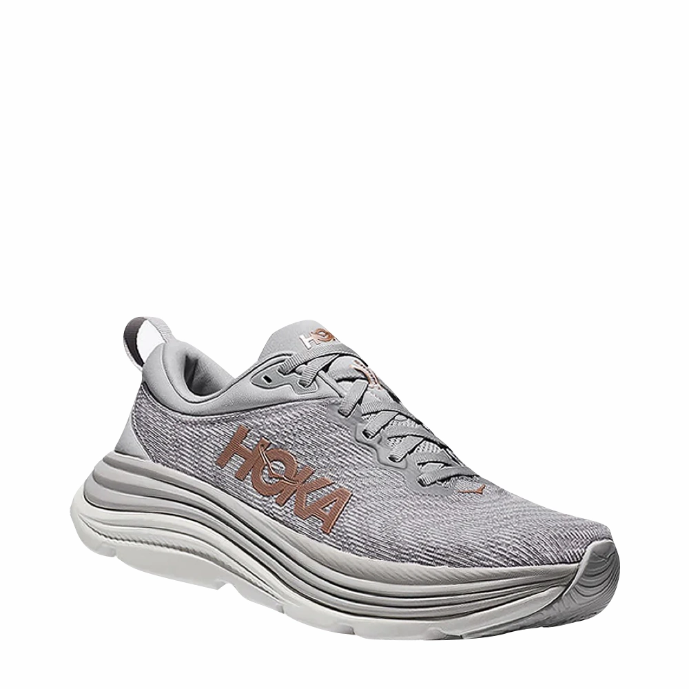 River Step Harbor Path Hoka Women's Gaviota 5 Running Sneaker in Harbor Mist/Rose Gold