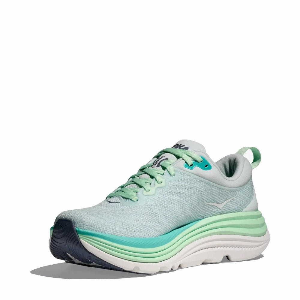 Hoka Women's Gaviota 5 Running Sneaker in Snow Melt/Cielo Blue Pure Movement Timeless Feel