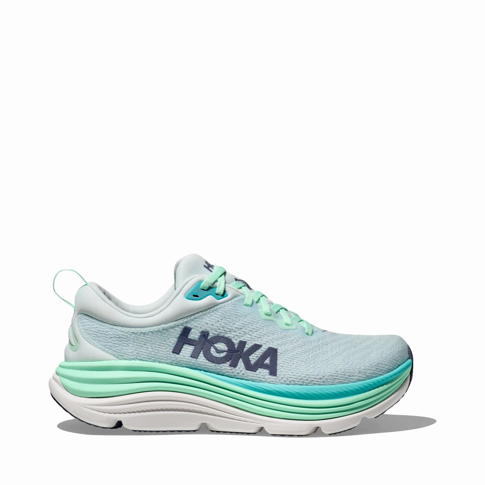 Hoka Women's Gaviota 5 Running Sneaker in Snow Melt/Cielo Blue Eco Wear Everyday Edge