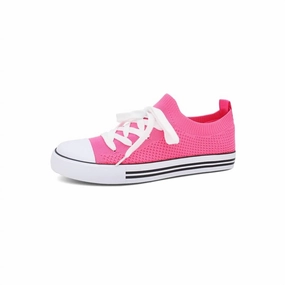 Track Fit comfortable top Women's Mesh Knit Lace Sneakers In Pink