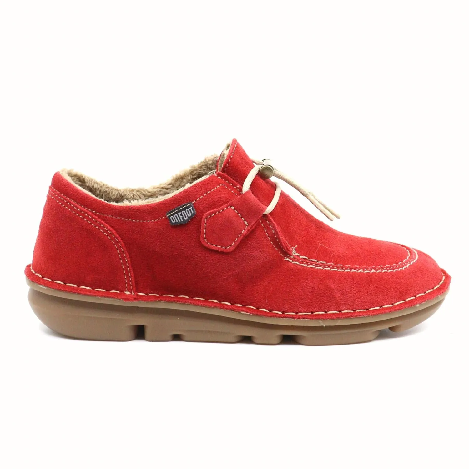 Slip Vibe Recycled Components Zen Faux Fur Sneaker In Moccasin Red
