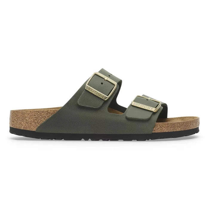 Birkenstock Women's Arizona Oiled Leather Sandal in Thyme Thermoregulating Lining Comfy Base