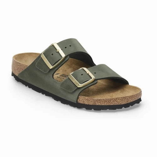 Forest Step Hold Hike Birkenstock Women's Arizona Oiled Leather Sandal in Thyme