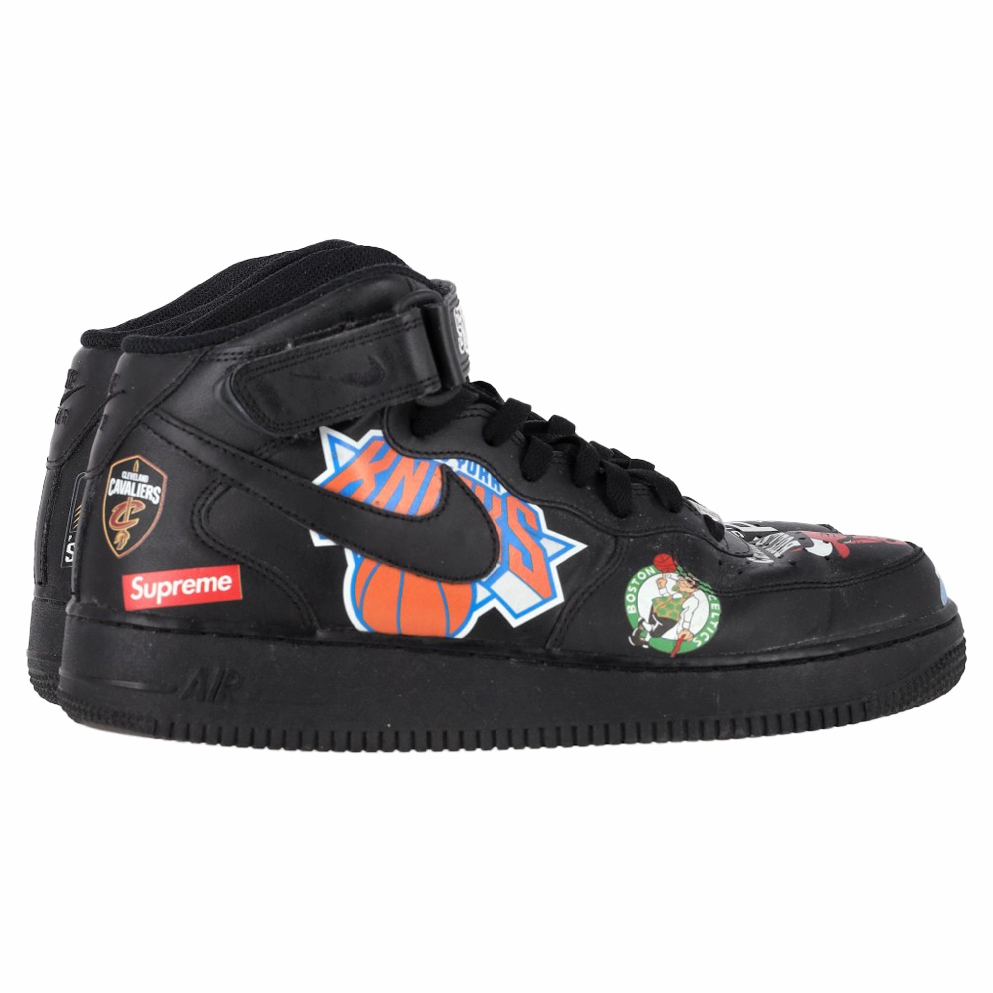 Padded Ankle Collar Classic Activity Supreme x Nike Air Force 1 Mid Supreme Sneakers in Black Leather