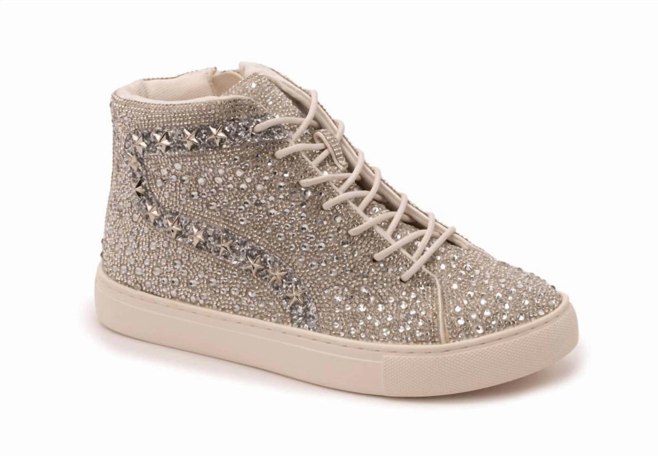 Trendsetting Shoes Women's Flashy High Top Sneaker In Clear Rhinestone
