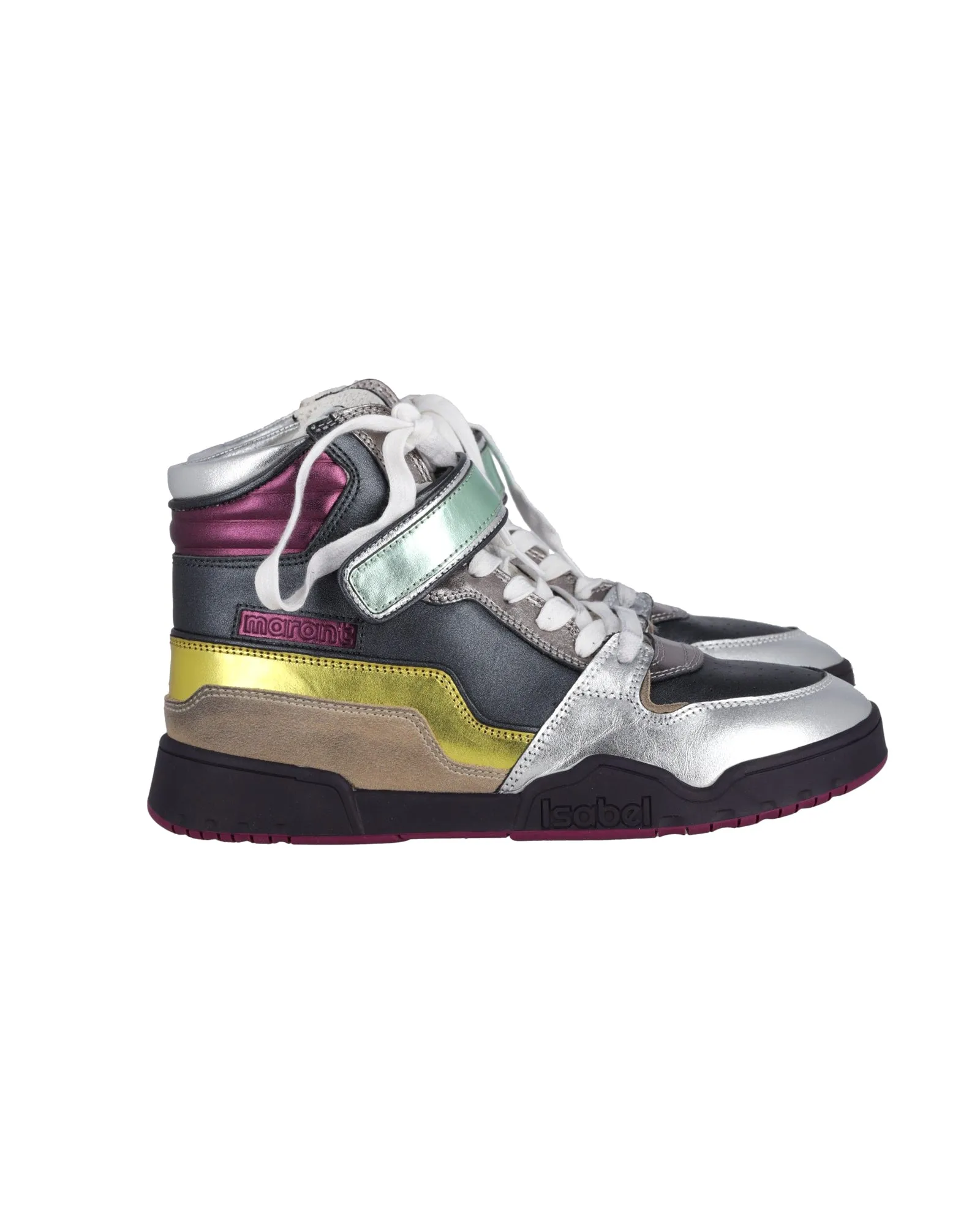 Active Wearer Low Drop Profile Isabel Marant Bresse Metallic Colorblock High-Top Sneakers in Multicolor Leather