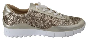 Jimmy Choo Antique  Glitter Leather Women's Sneakers Comfort Step Contoured Fit
